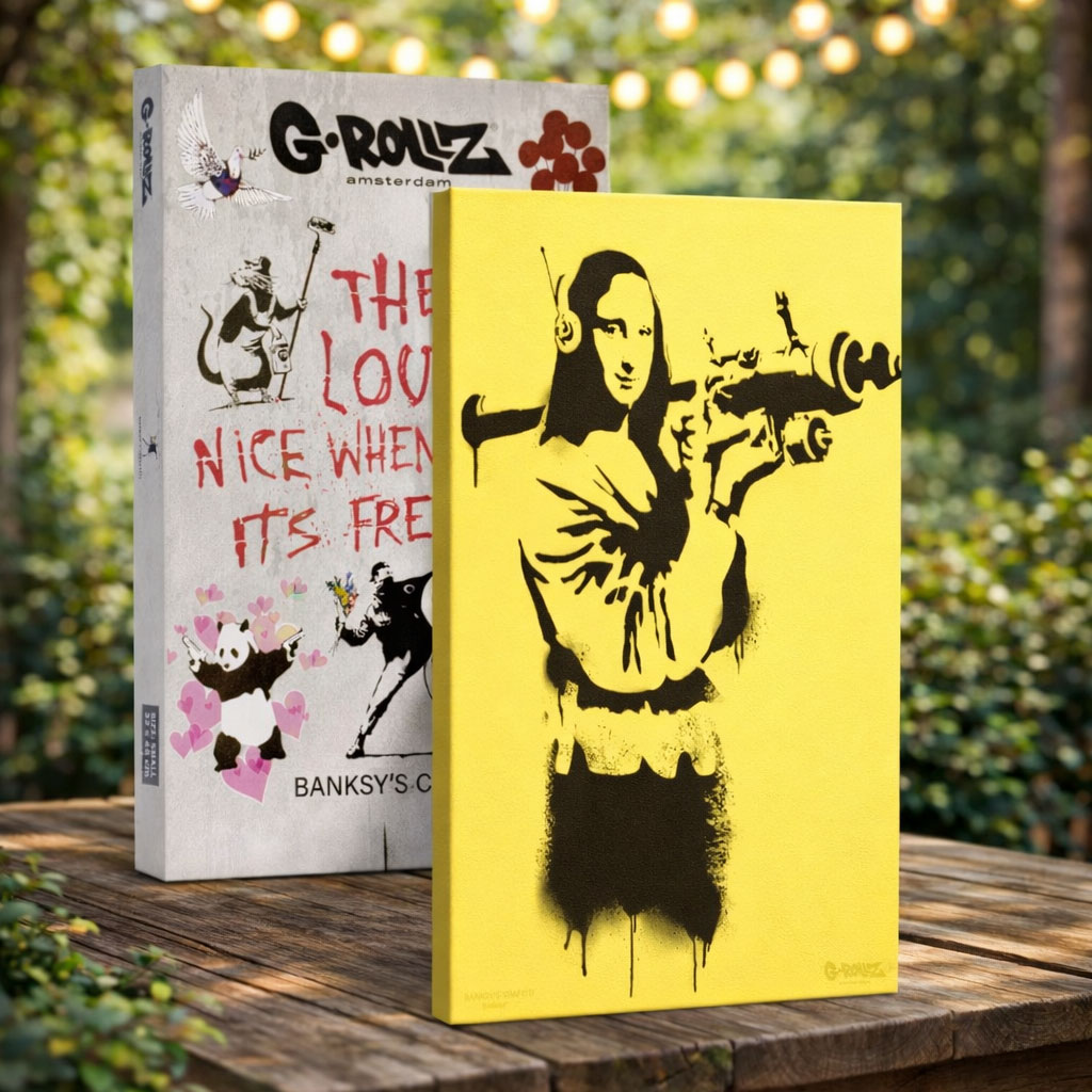 Граффити Бэнкси – Balloon Girl на холсте Бэнкси – Mona Launcher