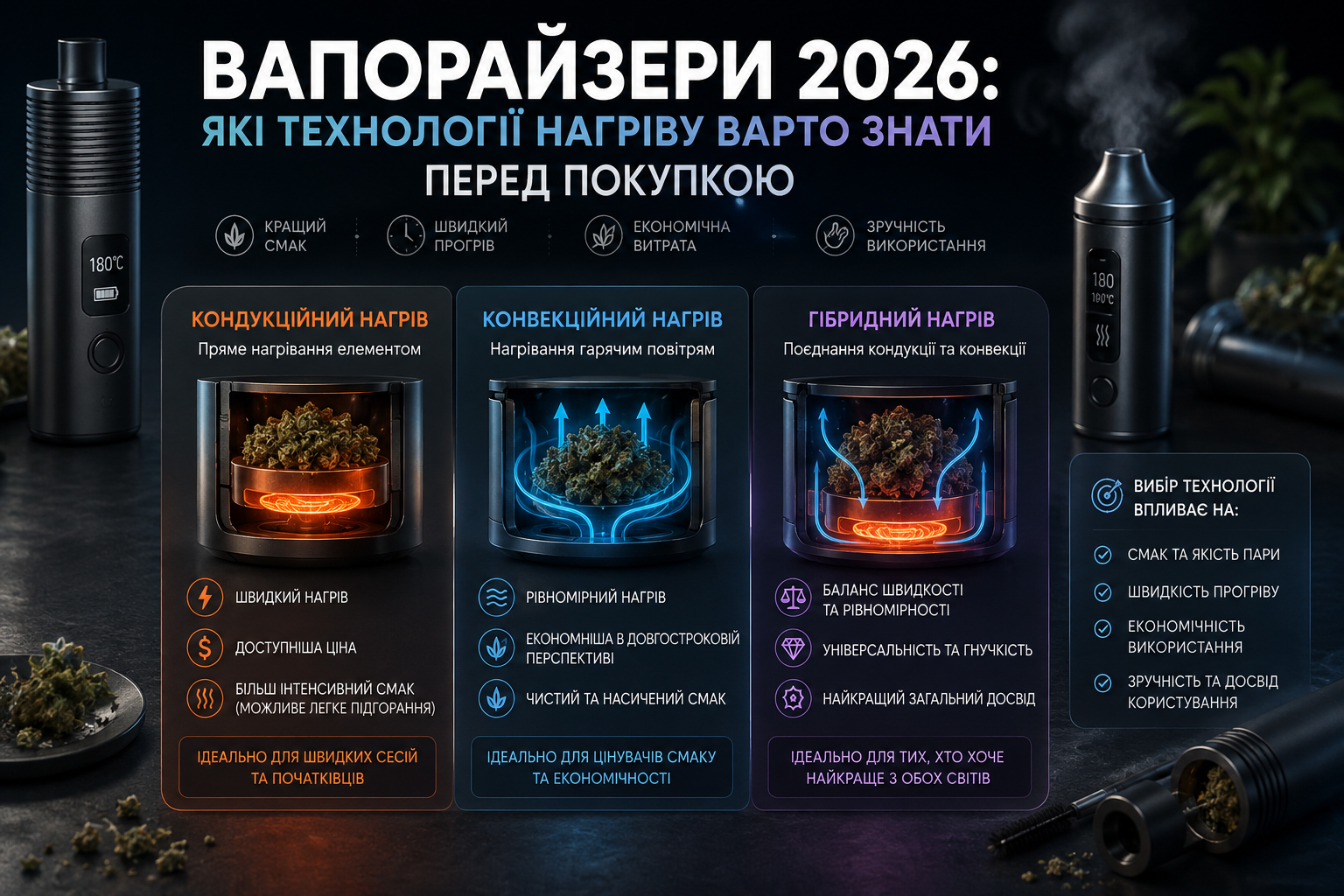 Вапорайзери 2026: конвекційний чи кондукційний нагрів? Вапорайзери 2026: конвекційний чи кондукційний нагрів?