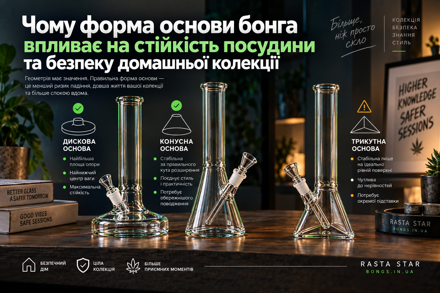 Форма основи бонга: як геометрія дна впливає на стійкість Форма основи бонга: як геометрія дна впливає на стійкість