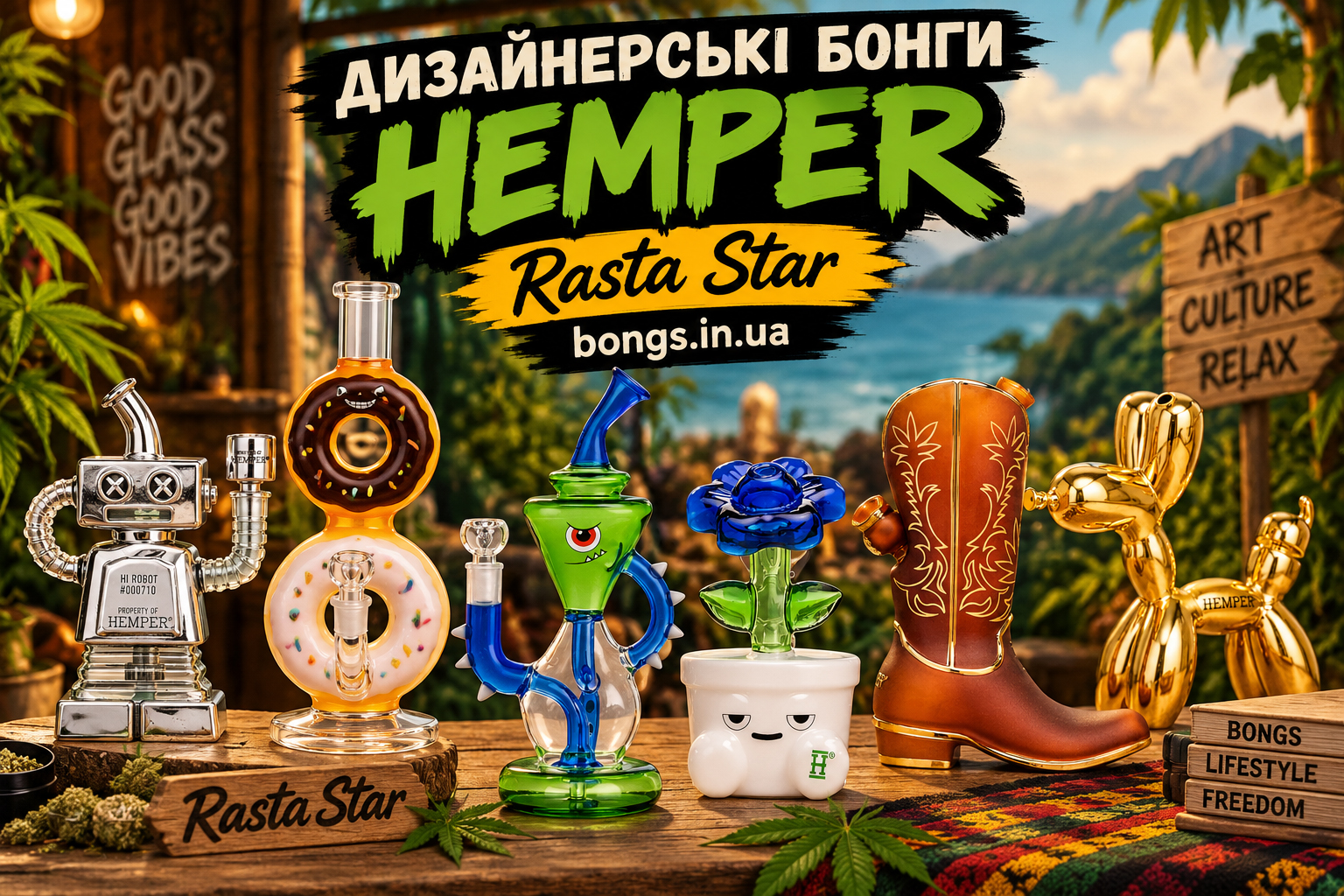 Дизайнерські бонги Hemper вже в Rasta Star: коли скло стає мистецтвом Hemper вже в Rasta Star
